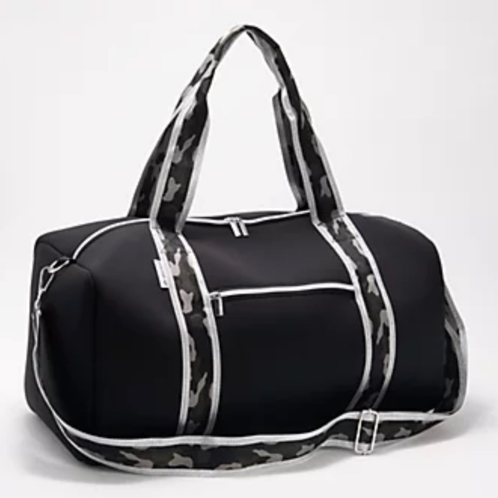 AHDORNED Printed Neoprene Duffel Bag w/ Trolley Sleeve ~ Black Gunmetal